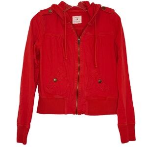 Forever 21 Cropped Red Bomber Jacket M